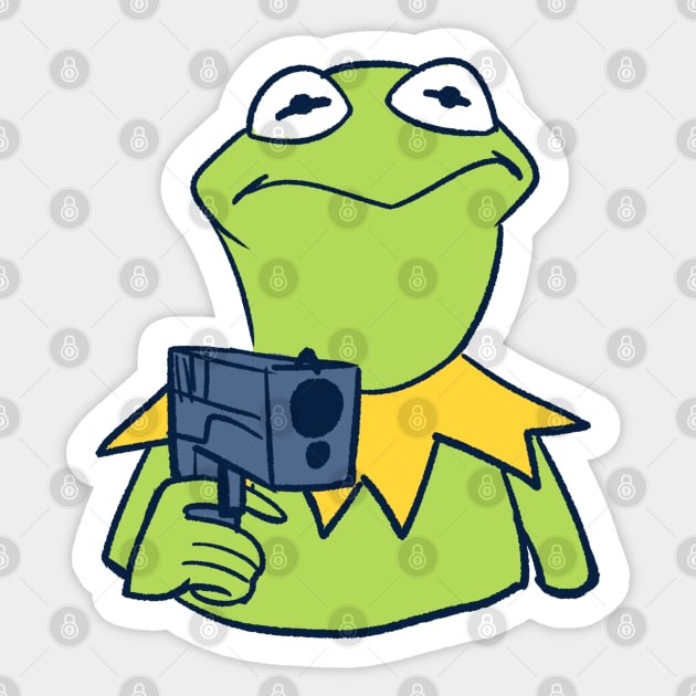 Kermit Gun Sticker by oletarts